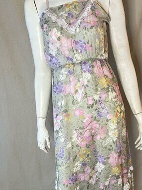 Vintage Ingenue of California 70s sheer floral dress size S